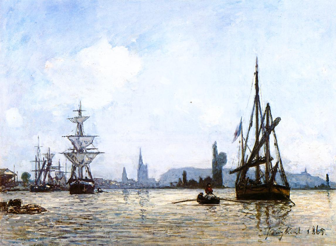 ルーアンの船の海の眺め ヨハン・バルトルト・ヨンカインド油絵
